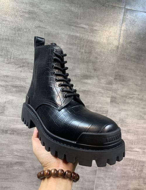Balenciaga Strike Pebbled Leather Derby Boots