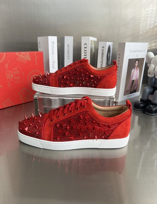 Christian Louboutin Low Top Full Studded Red Shoes