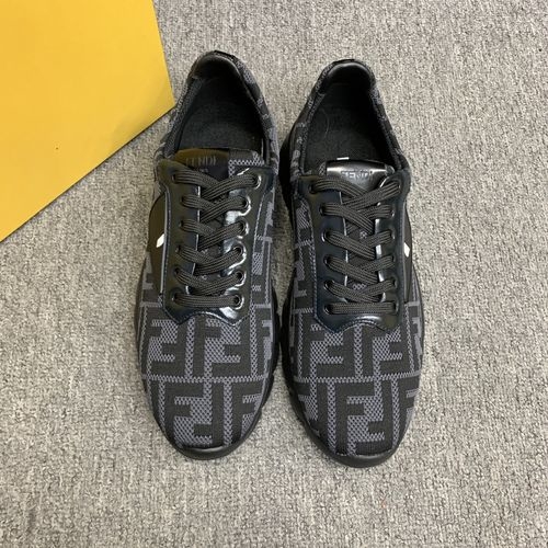 Fendi Cow Leather Flyknit Sneakers With Light Sole
