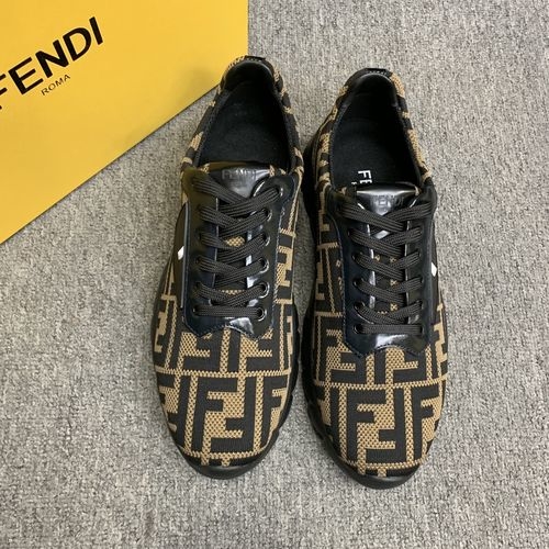 Fendi Cow Leather Flyknit Sneakers With Light Sole