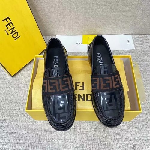 Fendi Timeless Loafers With Canvas Accents And Leather Sole