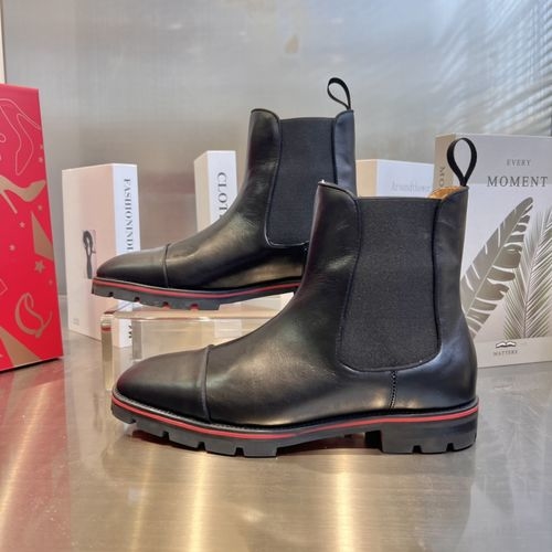 Christian Louboutin Tire Sole, Black Leather Boots