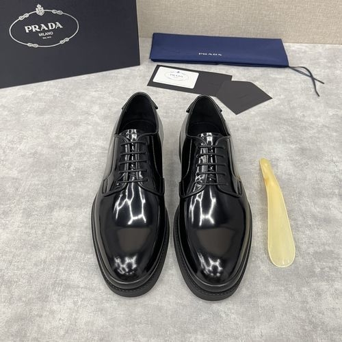 Prada Patent Leather Lace-up Oxford Shoes