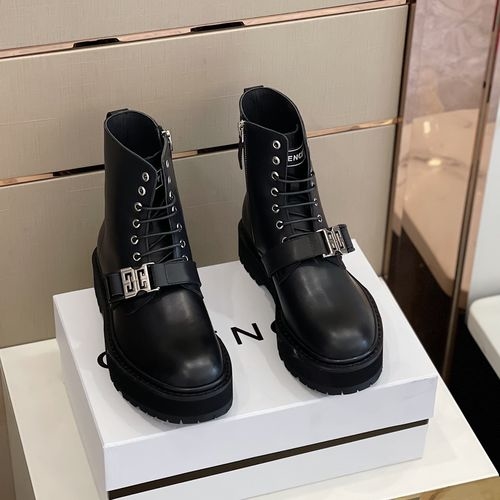 Givenchy Lace-up Leather Ankle Boots With Buckle