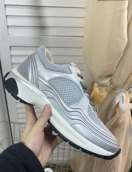 Chanel Leather Fabric Mixed Sneakers
