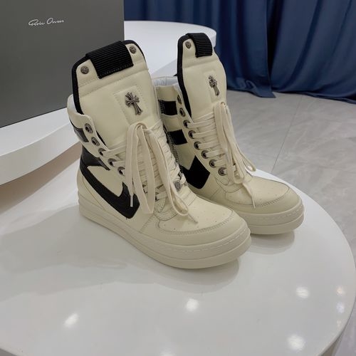 Rick Owens Chrome Hearts High-top Leather Boots