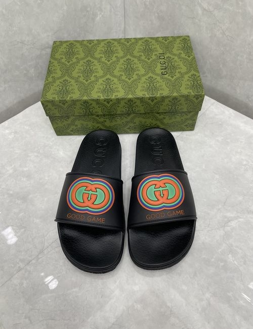 Gucci Web Strap Embossed Rubber Slides