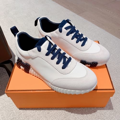 Hermes Vintage Leather Casual White Sneakers