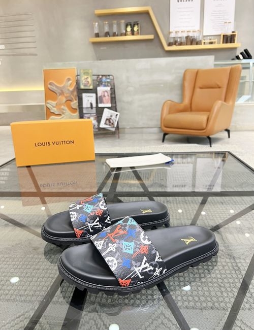 Louis Vuitton LV Printed Cowhide Slide Sandals With Original Sole