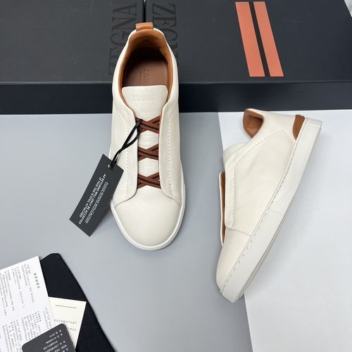 Zegna Triple Stitch Low-Top Sneakers With Elegant Details