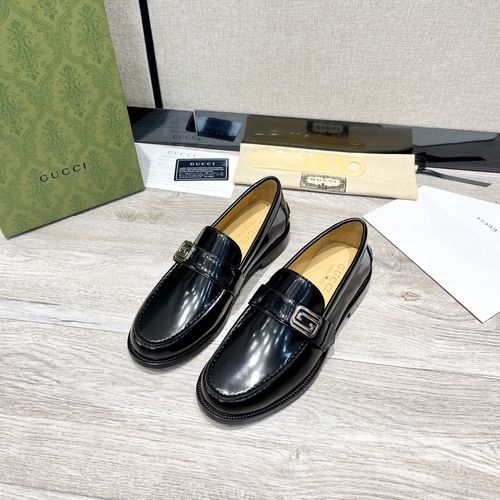 Gucci Interlocking G Buckle Patent Leather Loafers