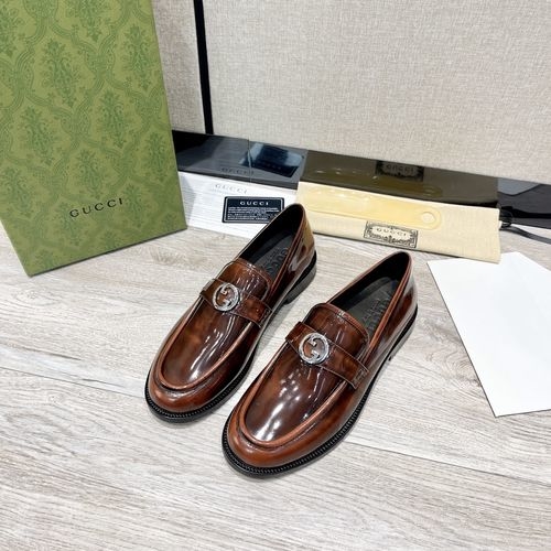 Gucci Interlocking G Buckle Patent Leather Loafers