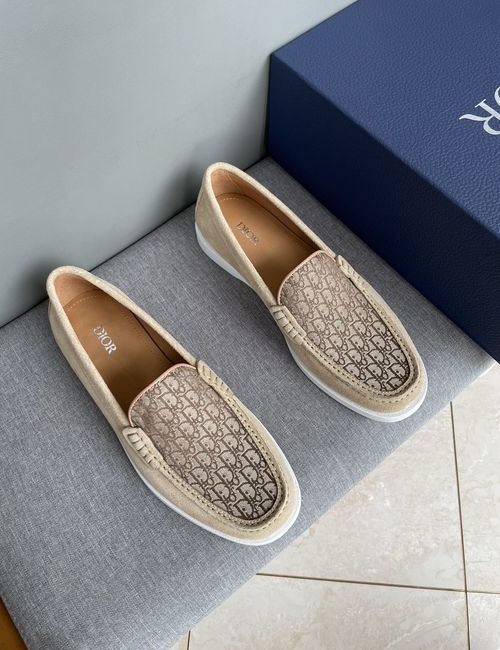 Christian Dior CD Casual Leather Shoes Stitched Detail Rubber Outsole Cowhide Lining