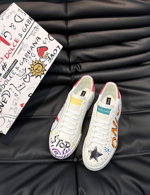 Dolce & Gabbana DG 5D Print Cowhide Casual Sneakers