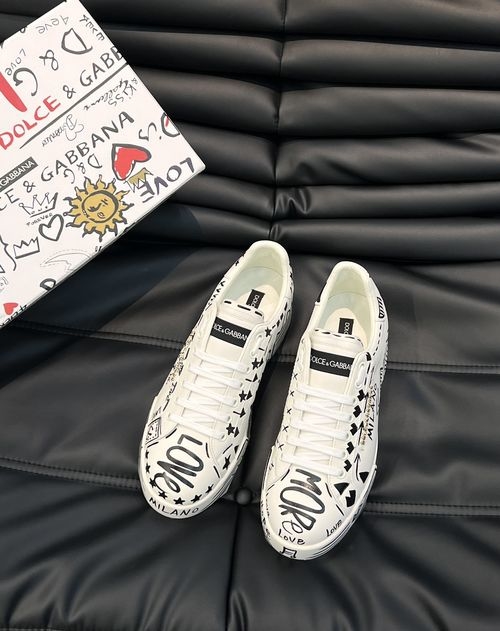Dolce & Gabbana DG 5D Print Cowhide Casual Sneakers