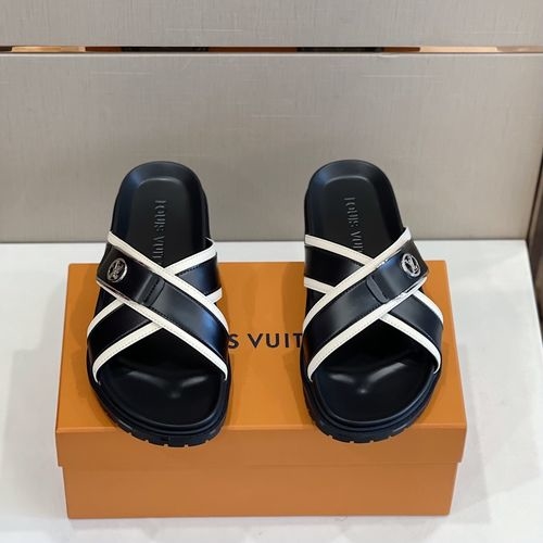 Louis Vuitton LV Cowhide Stitched Slide Sandals With Light Outsole