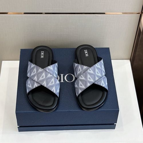 Christian Dior CD Alias Cross-Band Slippers With Oblique Print
