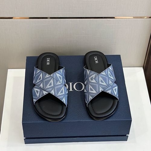 Christian Dior CD Alias Cross-Band Slippers With Oblique Print