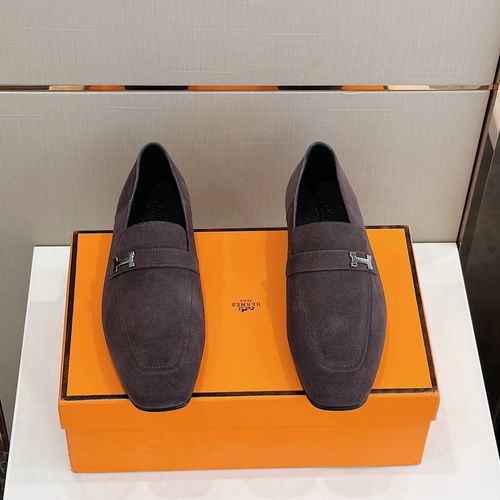 Hermes Loafers With Double H Buckle Leather Sole