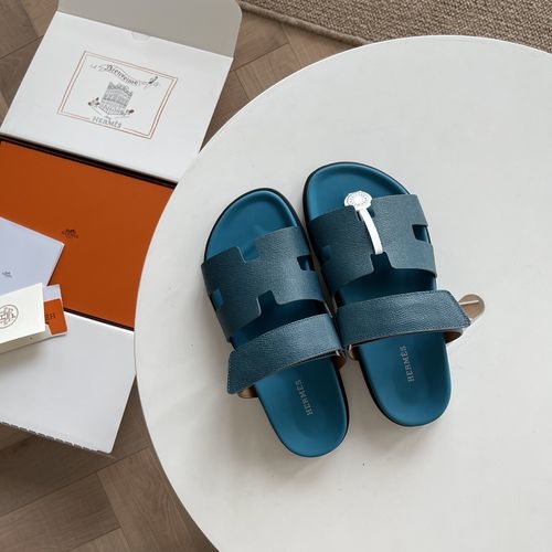Hermes Epsom Leather Sandals With Adjustable Straps