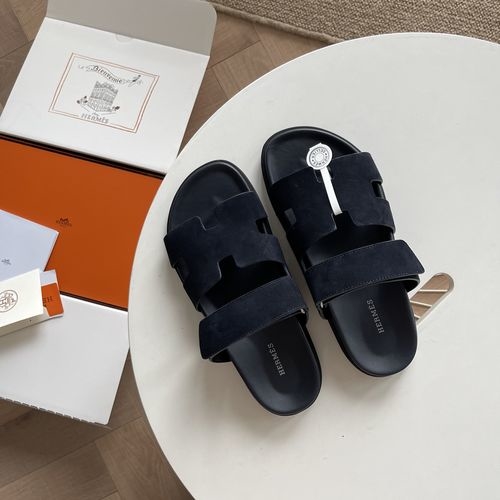 Hermes Epsom Leather Sandals With Adjustable Straps