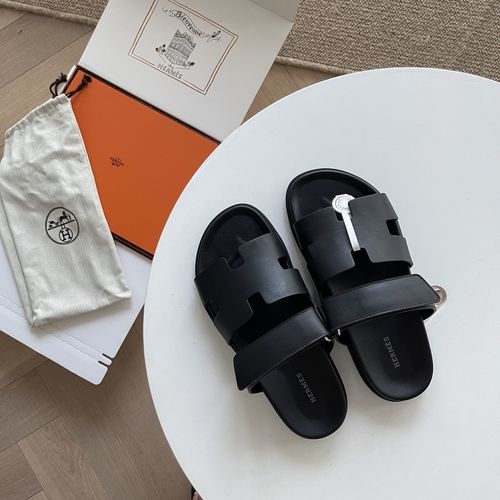 Hermes Epsom Leather Sandals With Adjustable Straps