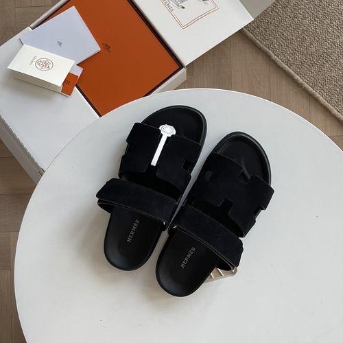 Hermes Epsom Leather Sandals With Adjustable Straps