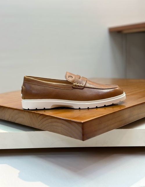 Tods Soft Leather Loafers With Rubber Bead Sole