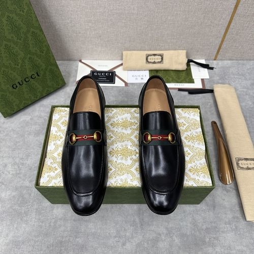 Gucci Horsebit Webbing Leather Loafers