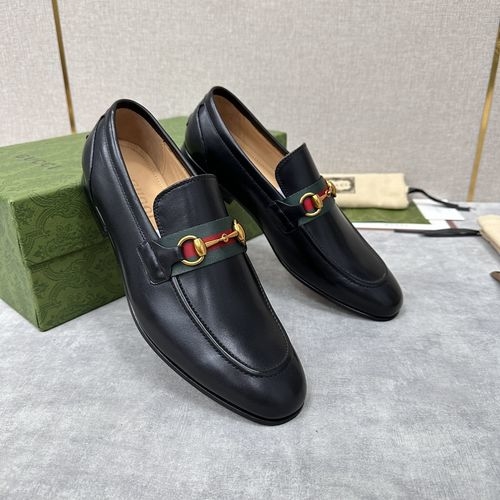 Gucci Horsebit Webbing Leather Loafers