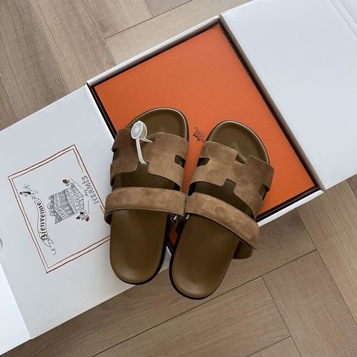 Hermes Epsom Leather Sandals With Adjustable Straps