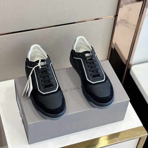 Brunello Cucinelli BC Calfskin Suede Sneakers With Crest Detail