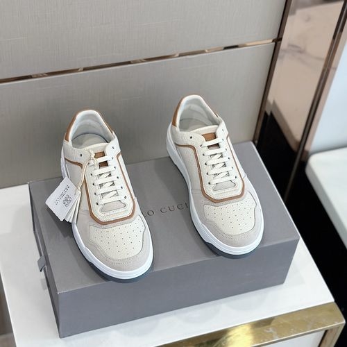 Brunello Cucinelli BC Calfskin Suede Sneakers With Crest Detail