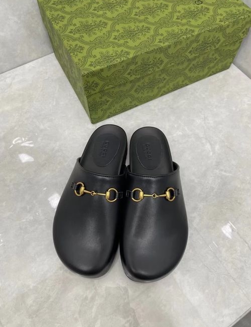 Gucci Embossed GG Leather Slip-on Sandals