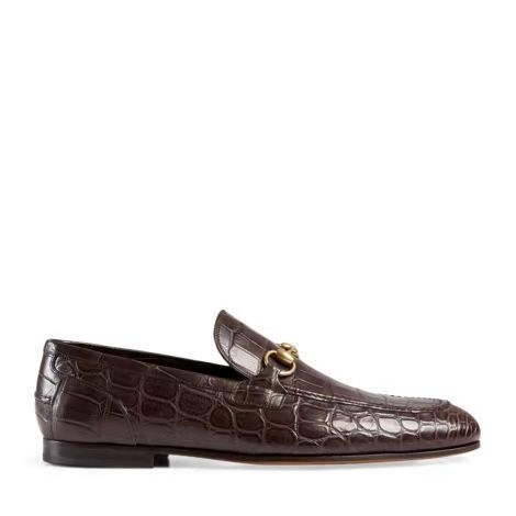 Gucci Jordaan Horsebit Crocodile Leather Loafers