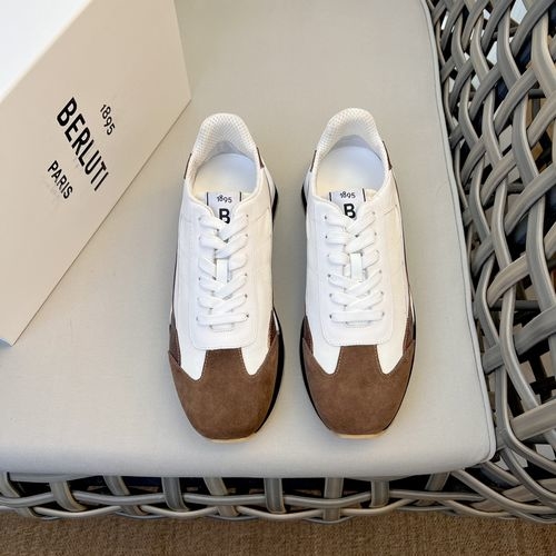 Berluti Leather Canvas Stitched Sports Shoes
