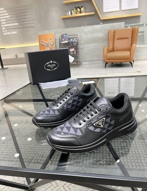 Prada Leather Mesh Breathable Sneakers