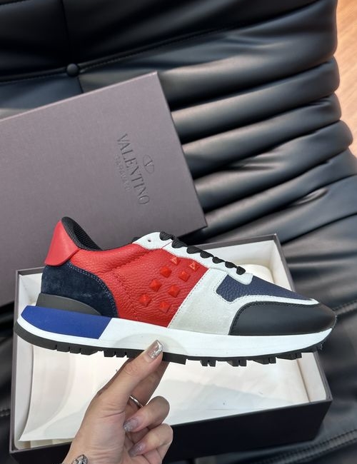 Valentino Multi-Material Casual Sneakers With Camo Pattern