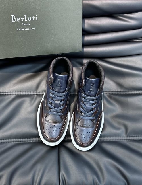 Berluti Color-block Cowhide High-top Shoes