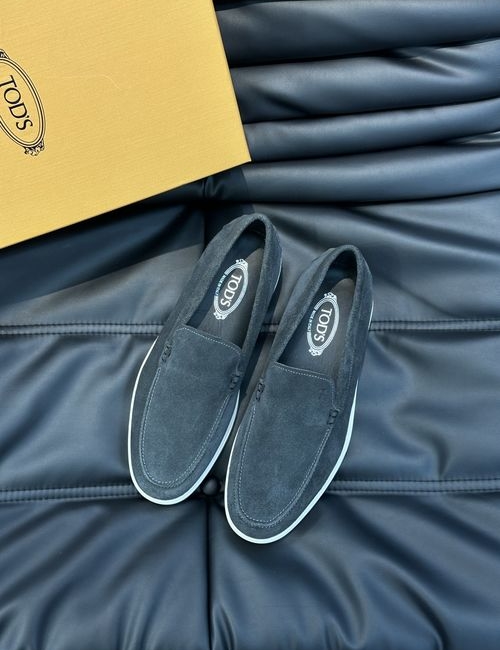 Tods Suede Leather Loafer Shoes With Rubber Sole