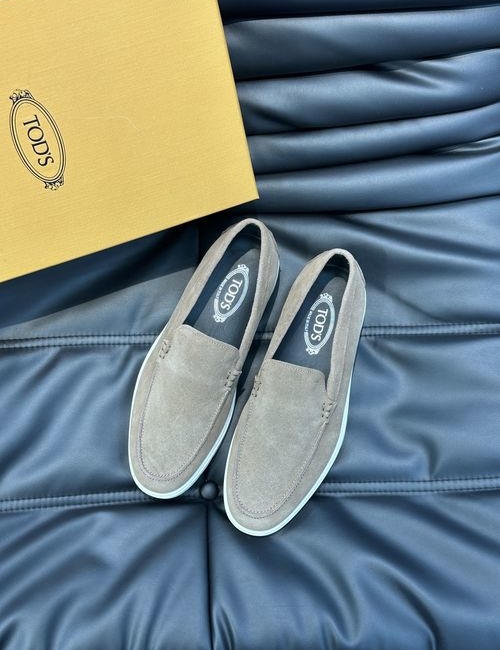 Tods Suede Leather Loafer Shoes With Rubber Sole