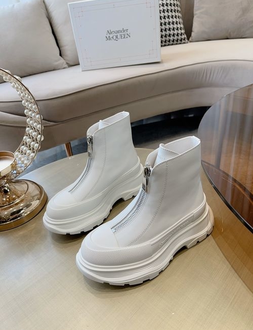 McQueen Classic Zip Ankle Boots Cow Upper Sheep Lining