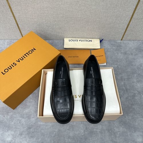 Louis Vuitton LV Major Loafers Canvas Trim Leather Sole