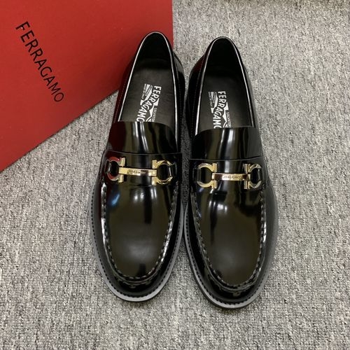 Ferragamo Patent Leather Stitched Casual Dress Shoes