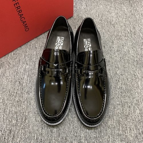 Ferragamo Patent Leather Stitched Casual Dress Shoes