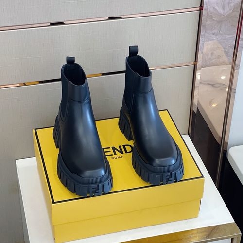 Fendi Cowhide Ankle Boots With FF Details