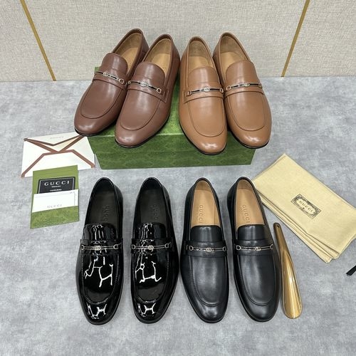 Gucci Horsebit Webbing Leather Loafers