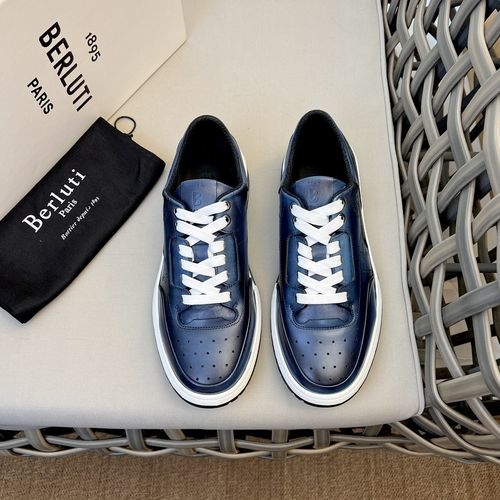 Berluti Play Off Leather Sneakers With Two-tone Sole