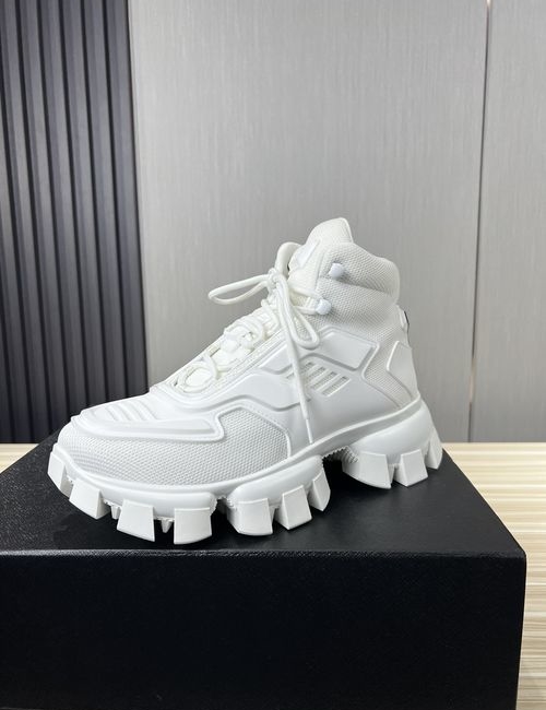 Prada Knit Fabric Leather Lining Casual Shoes