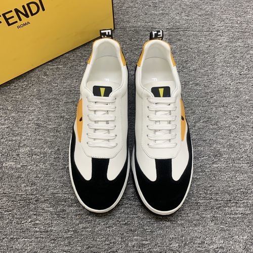 Fendi Silk Leather Stitched Casual Sneakers